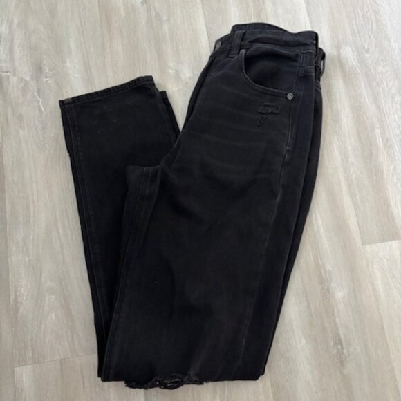 American Eagle Mom Straight Jean distressed black size 6 - Picture 2 of 8